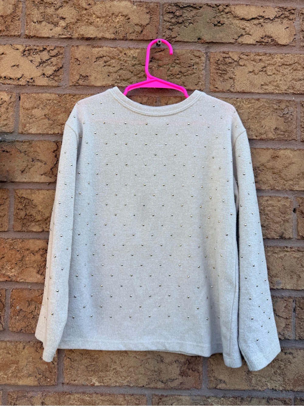 🌿4/$25 • Zara Cream Crewneck Sweater with Diamond Studs
